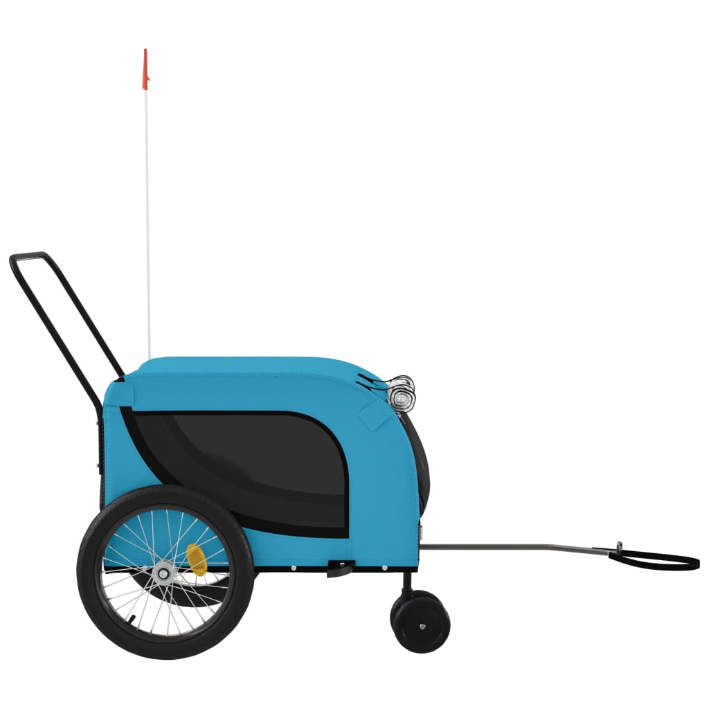 vidaXL Reboque para Bicicleta para Animais de Estimação em Tecido Oxford Azul e Preto