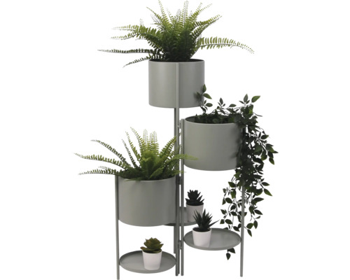 Lafiora bloemenstandaard/plantenpotten, 40 x 32 x 68 cm, metaal, grijs