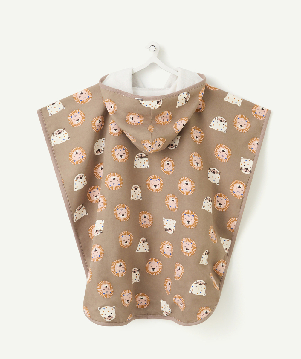 LASSIGSERVIETTE PONCHO BÉBÉ FILLE ANTI-UV MARRON IMPRIMÉ CHAT