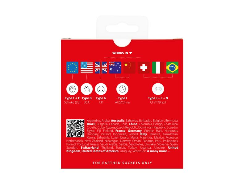 SKROSS Weltreiseadapter PRO World & USB Kompakter 3-poliger Weltreiseadapter mit USB-Anschluss
