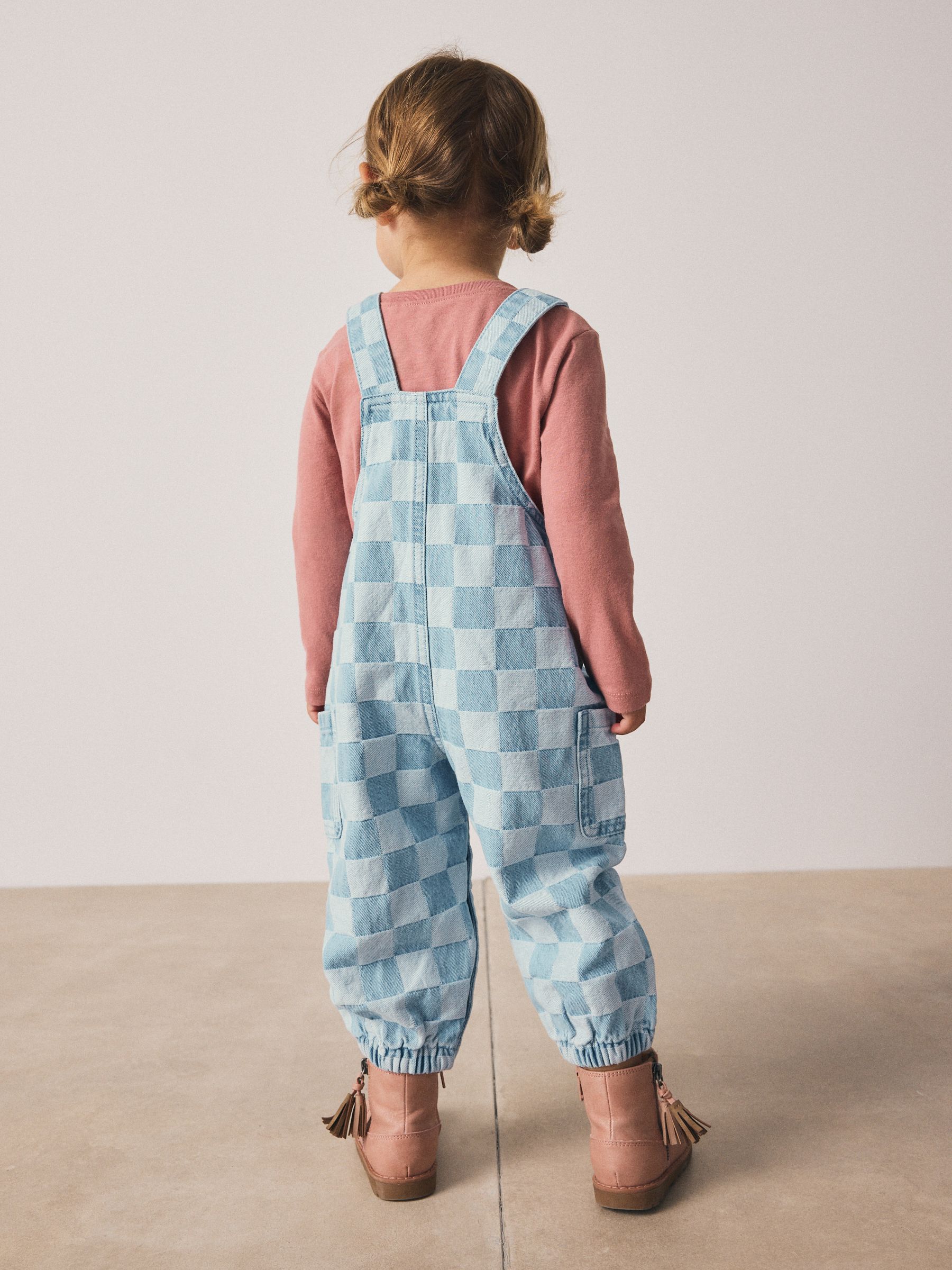 Normaal blauw - Checked Dungarees (3mths-7yrs)