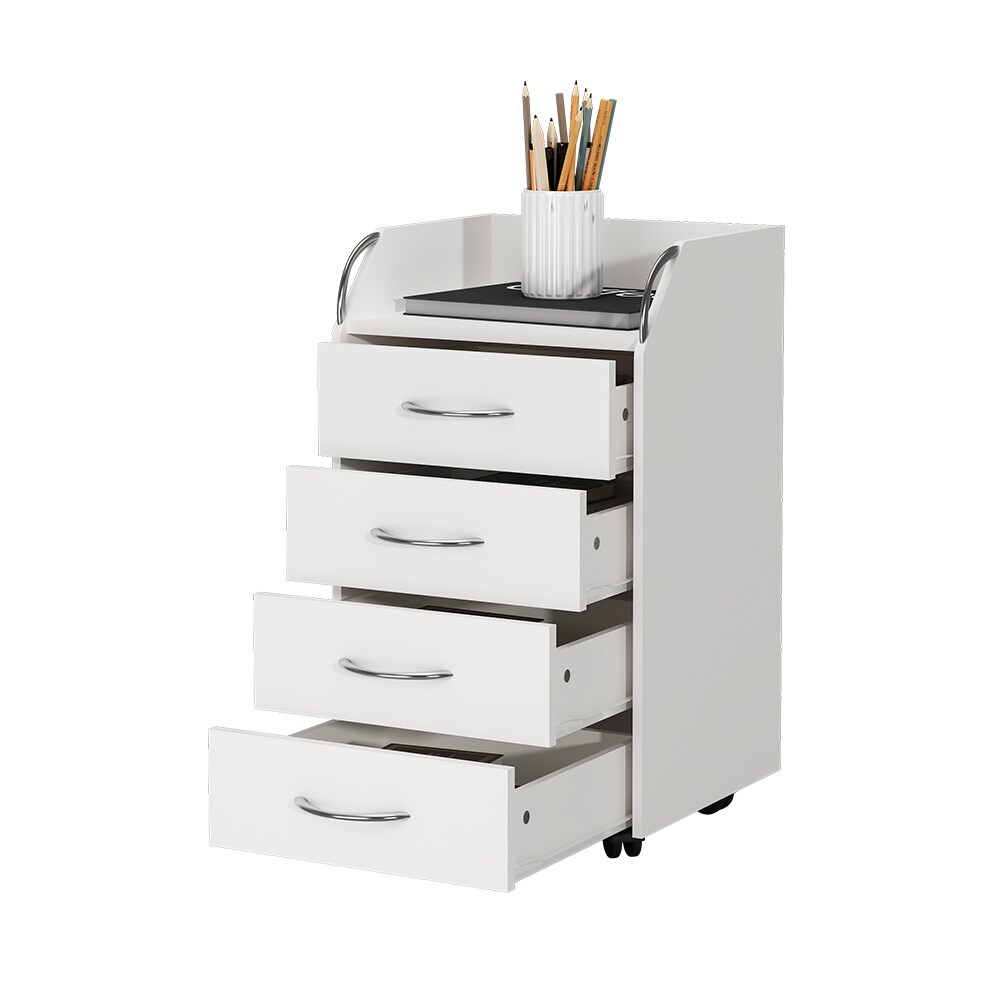 Vicco Rollcontainer Gwendolyn, Weiß, 40x65x 36 cm, 4 Schubladen, Büroschrank