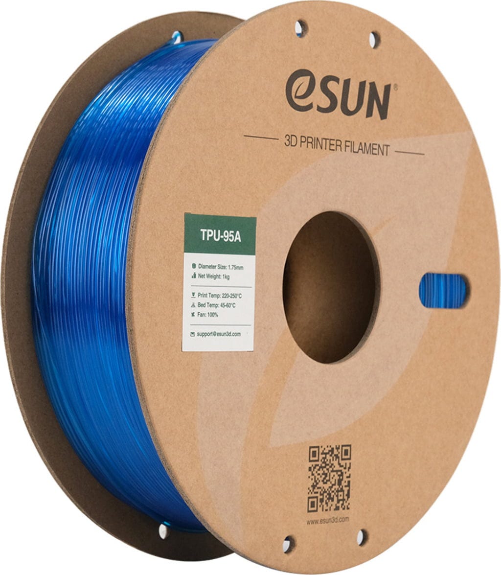eSUN  TPU-95A Translucent Blue, 1,75 mm / 1000 g    Robustes Filament mit ausgezeichneter Elastizität