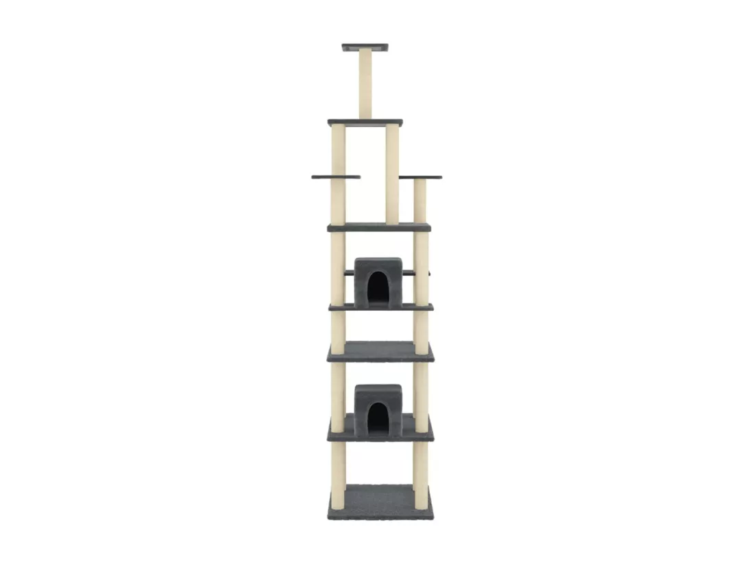 Arbre à chat avec griffoirs en sisal Gris foncé 216 cm