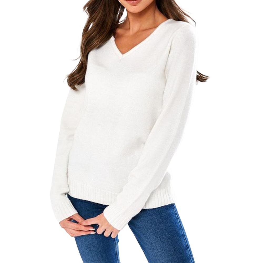 Vila Pull Col V Blanc Femme Vila 69