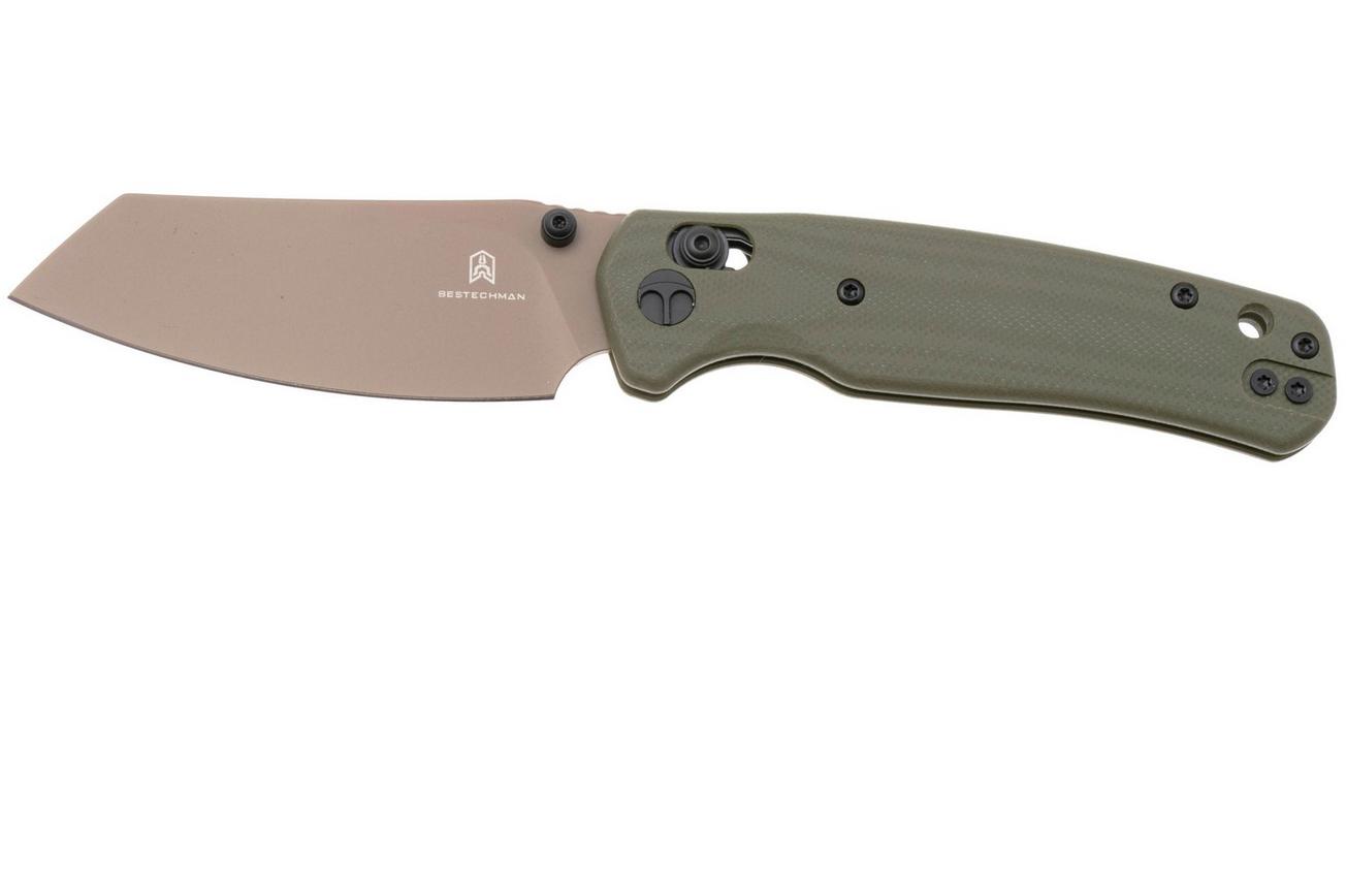 Bestechman Cicada's Wing BMK06C Brown Coated 10Cr15MoV, Green G10, zakmes