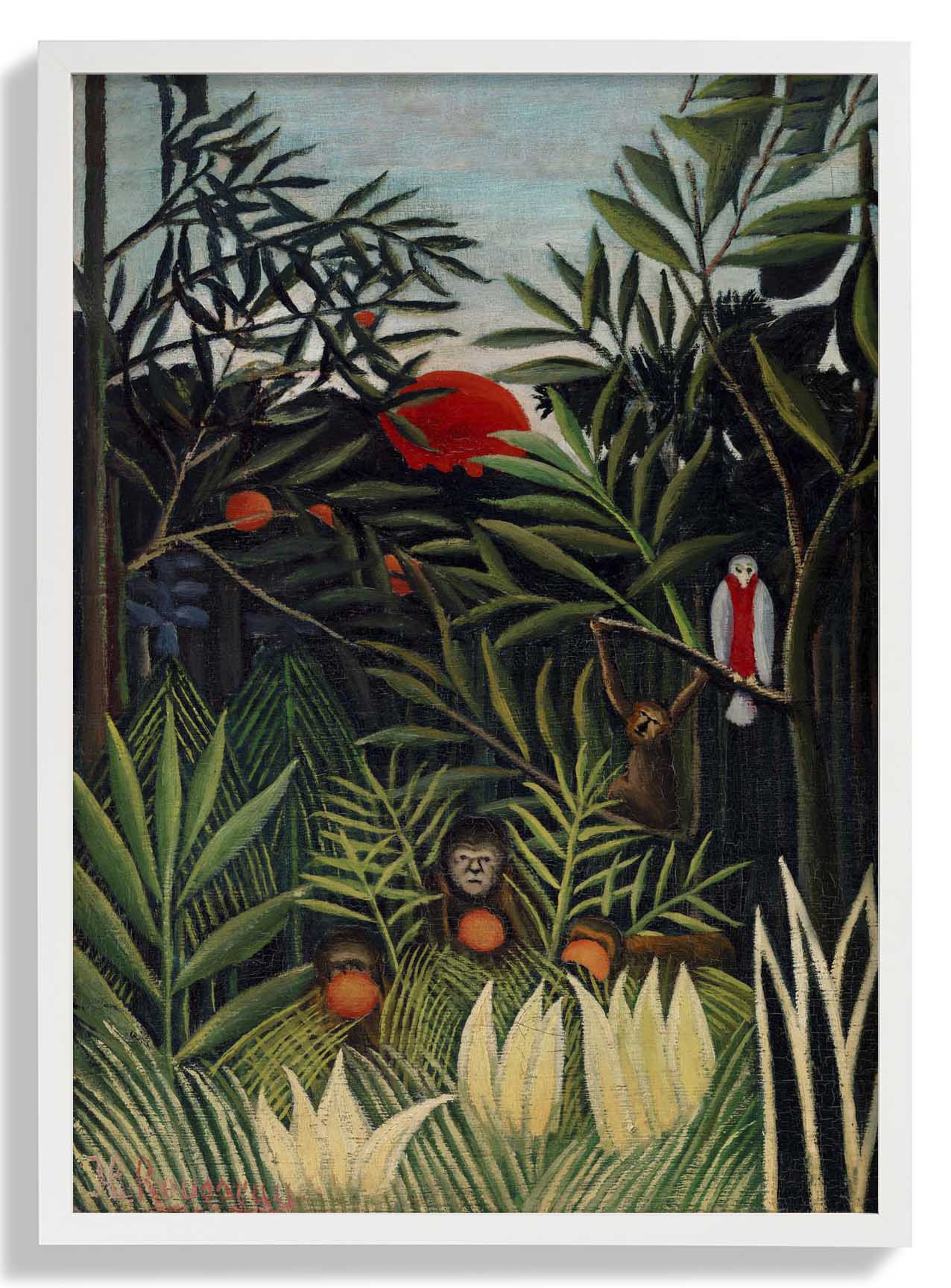 Affen und Papagei von Rousseau Kunstdruck