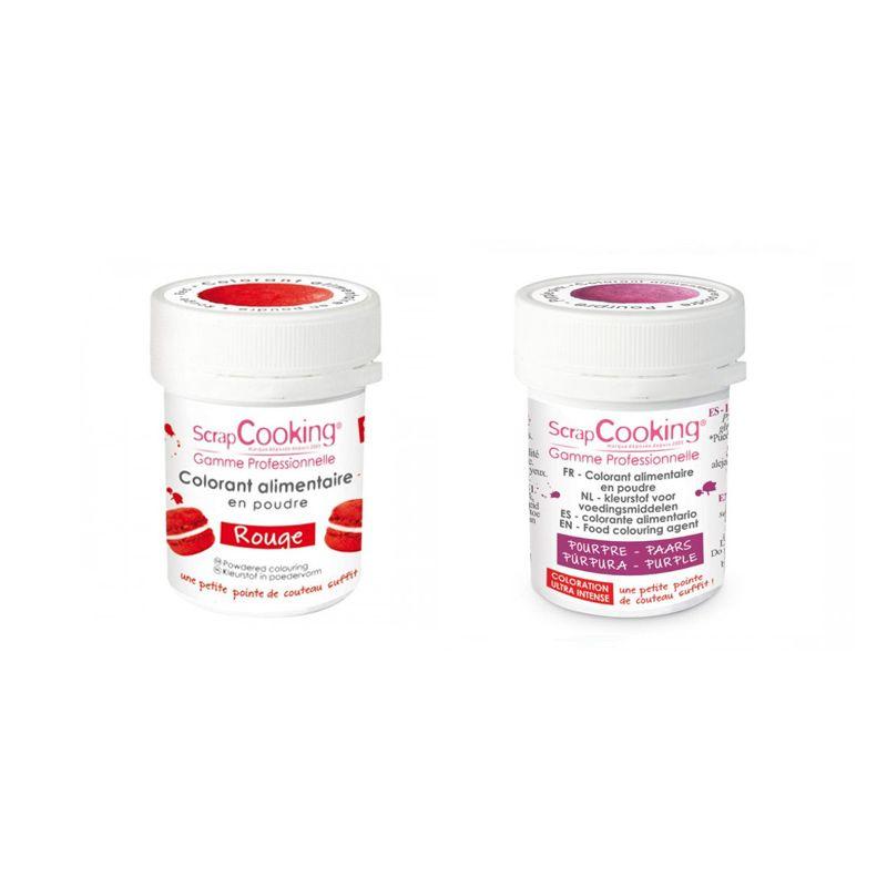 2 colorants alimentaires en poudre - rouge-pourpre Scrapcooking