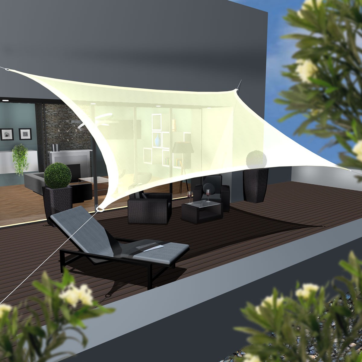 AMANKA 4 x 6 HDPE schaduwdoek - Beige