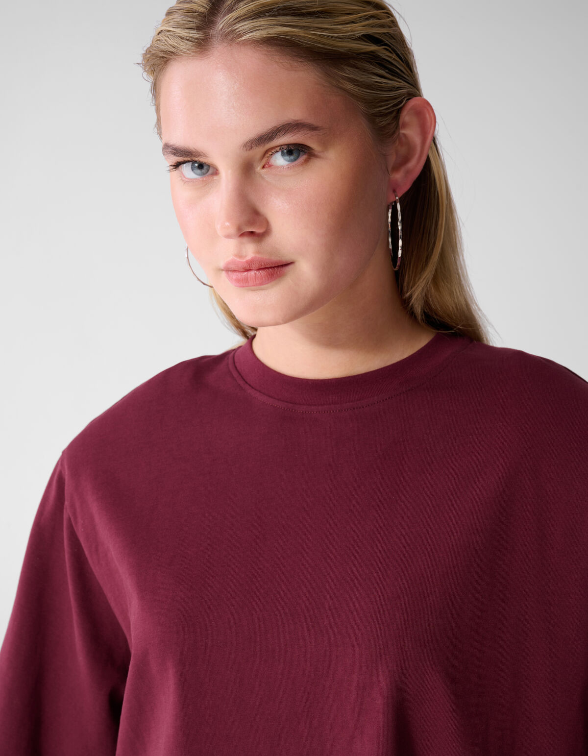 Split T-shirt Donkerrood