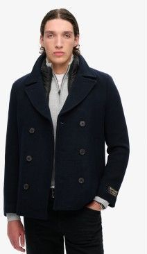 Superdry - M5011792A - Wollen Jas - Marineblauw - 2-in-1