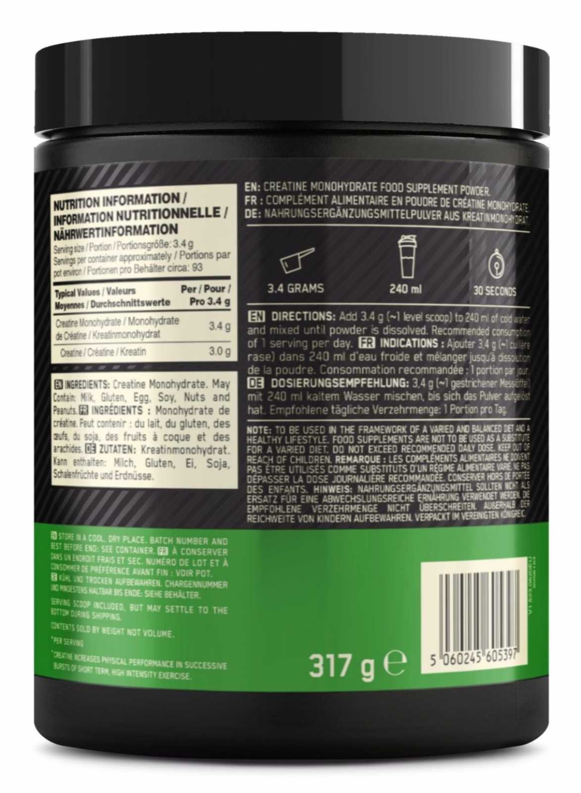 Creatina Micronizada em Pó Optimum Nutrition 317g