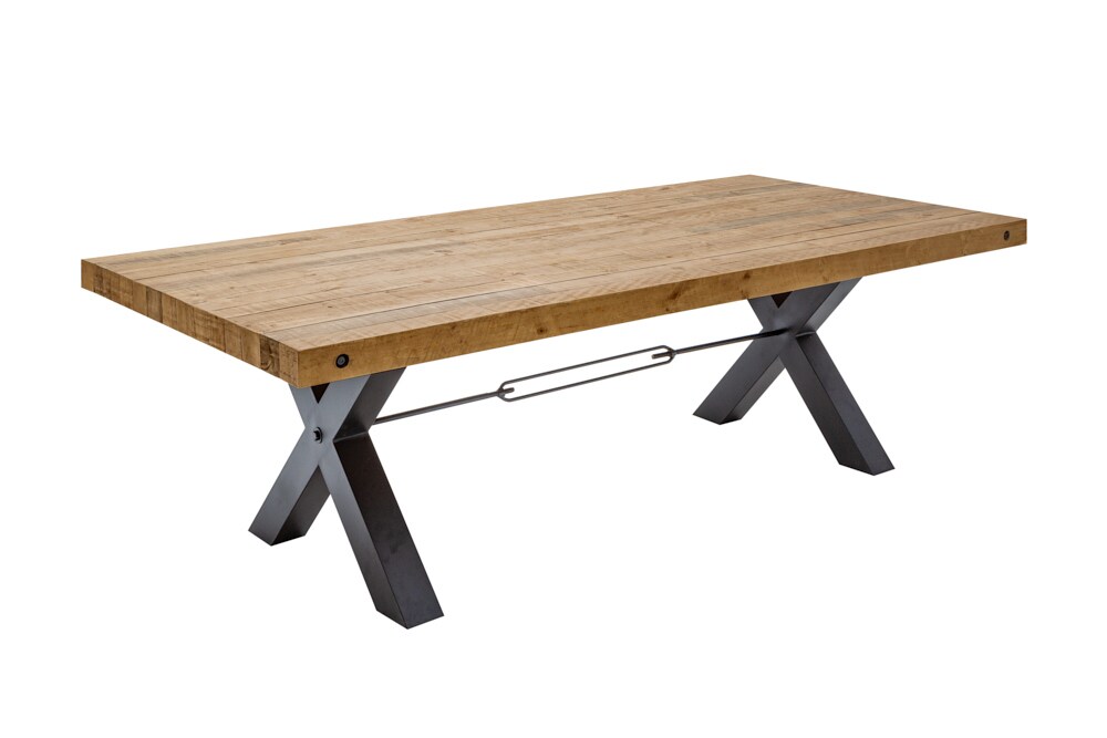 riess-ambiente Esstisch THOR - 240cm vintage braun recyceltes Pinienholz Industrial Design X-Gestell