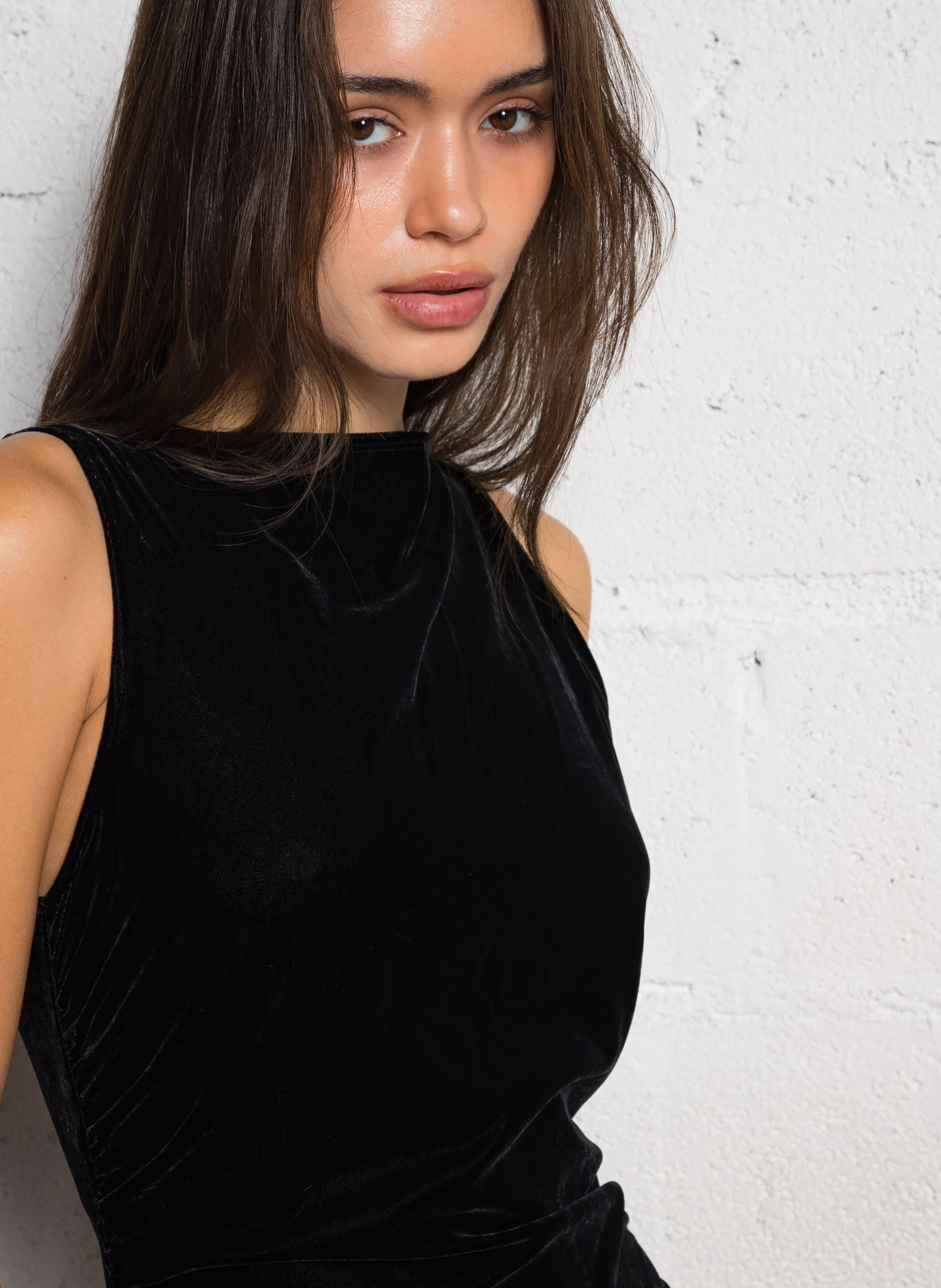 MERVEILLE - Robe longue en velours | Noir