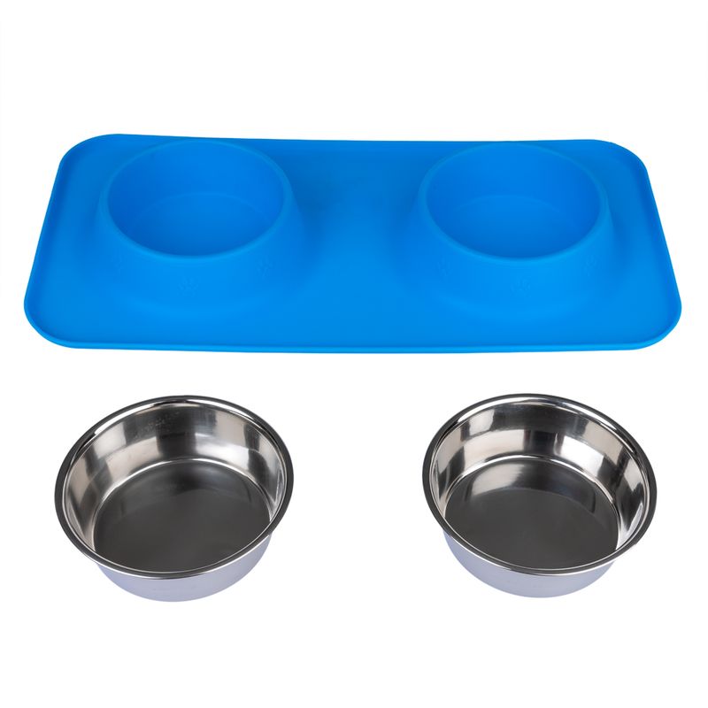 Gamelle double TIAKI avec tapis en silicone