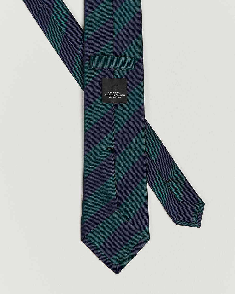 Amanda Christensen Regemental Stripe Classic Tie 8 cm Green/Navy