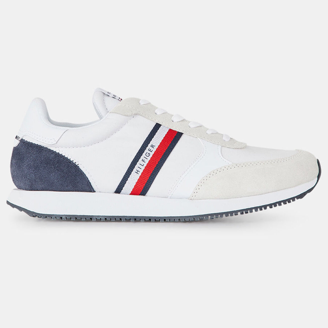 Tommy Hilfiger Baskets running en Velours de Cuir & Coton Mix Matières blanches