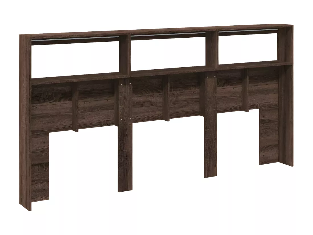Armoire tête de lit avec LED chêne marron 200x17x102 cm