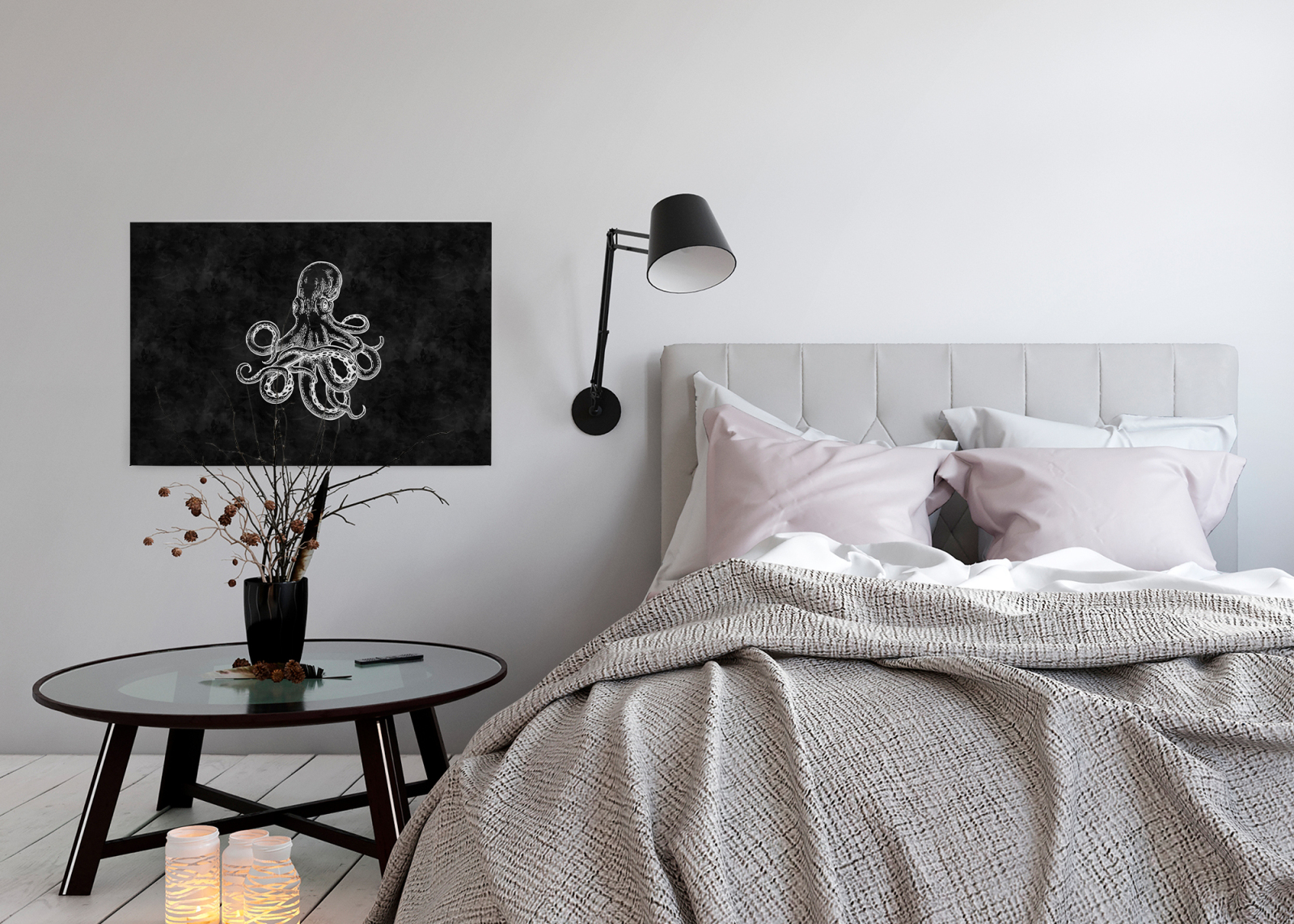 Leinwandbild QUALLE- schwarz-weiß - 90x60 cm