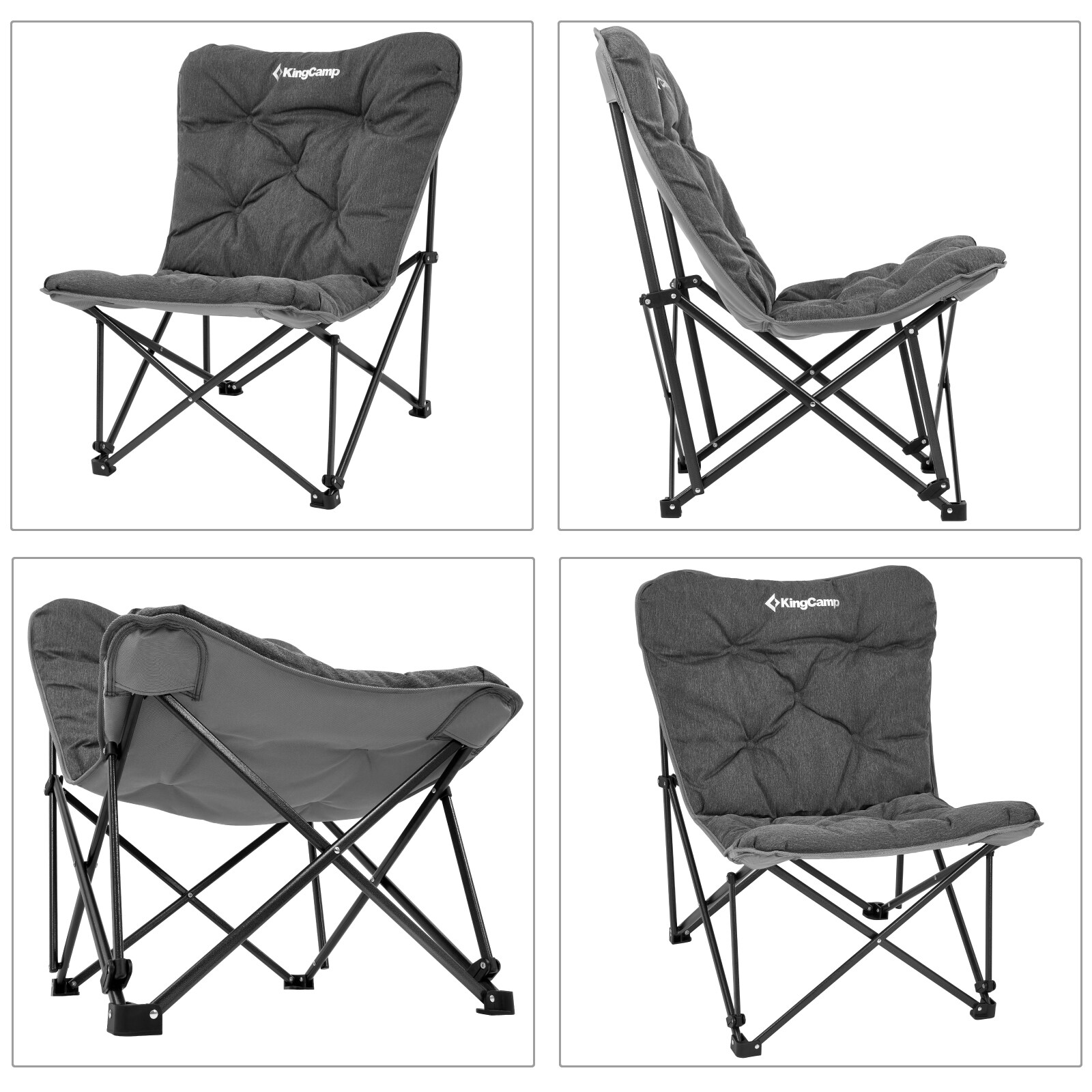 KINGCAMP Campingstuhl Lindon Relax Schmetterlingsstuhl Lounge Stuhl Stahl 136kg Farbe: beige