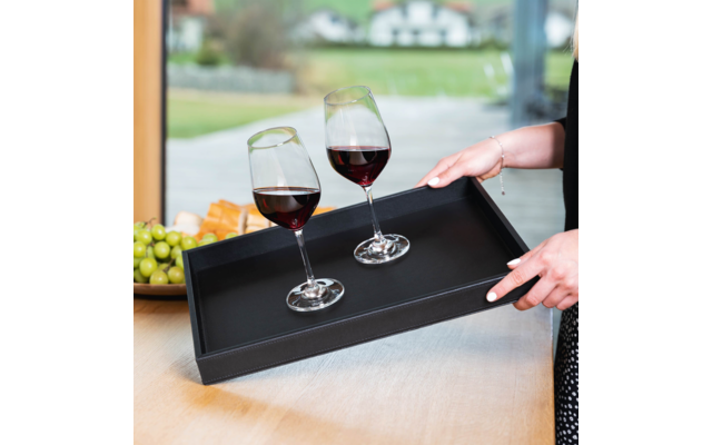 Silwy Metall Tablett Leder-Look 41,5 x 31,5 x 4 cm
