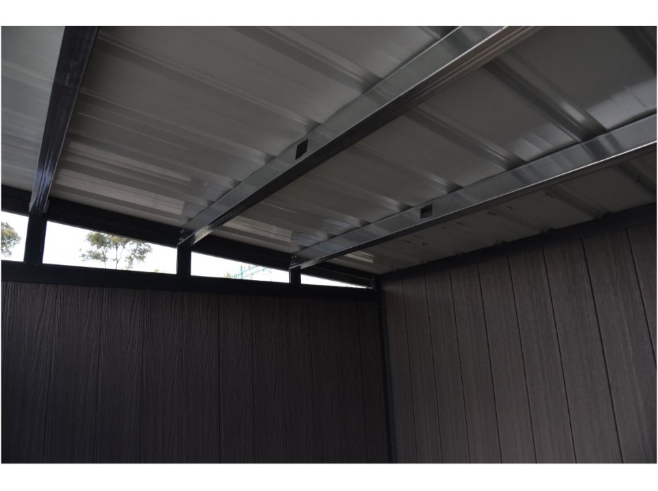 Abri de jardin composite evora gris 4m² - structure en aluminium - bois composite co-extrude - anti-uv - resistant a la corrosion