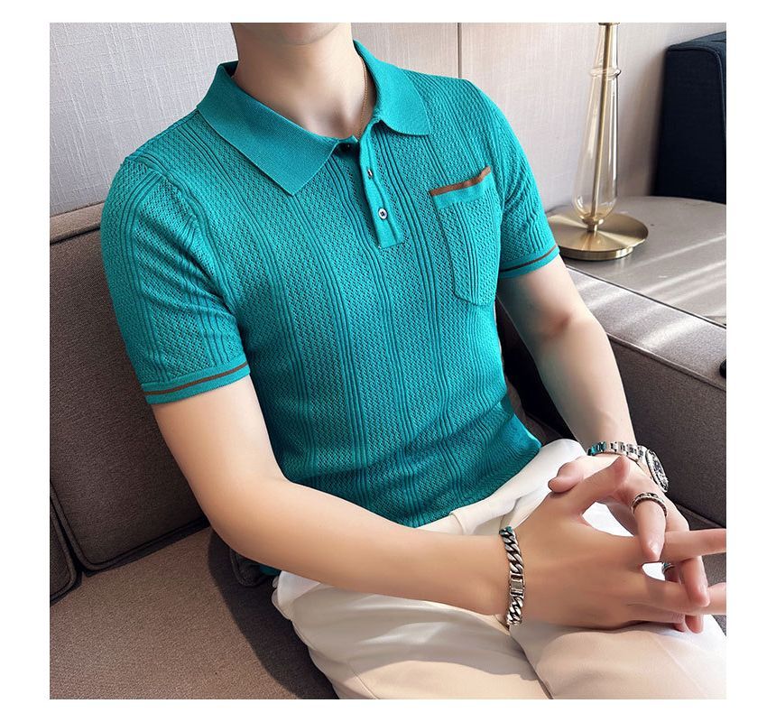 Deepwood - Polotop met korte mouwen en contrasterende bies