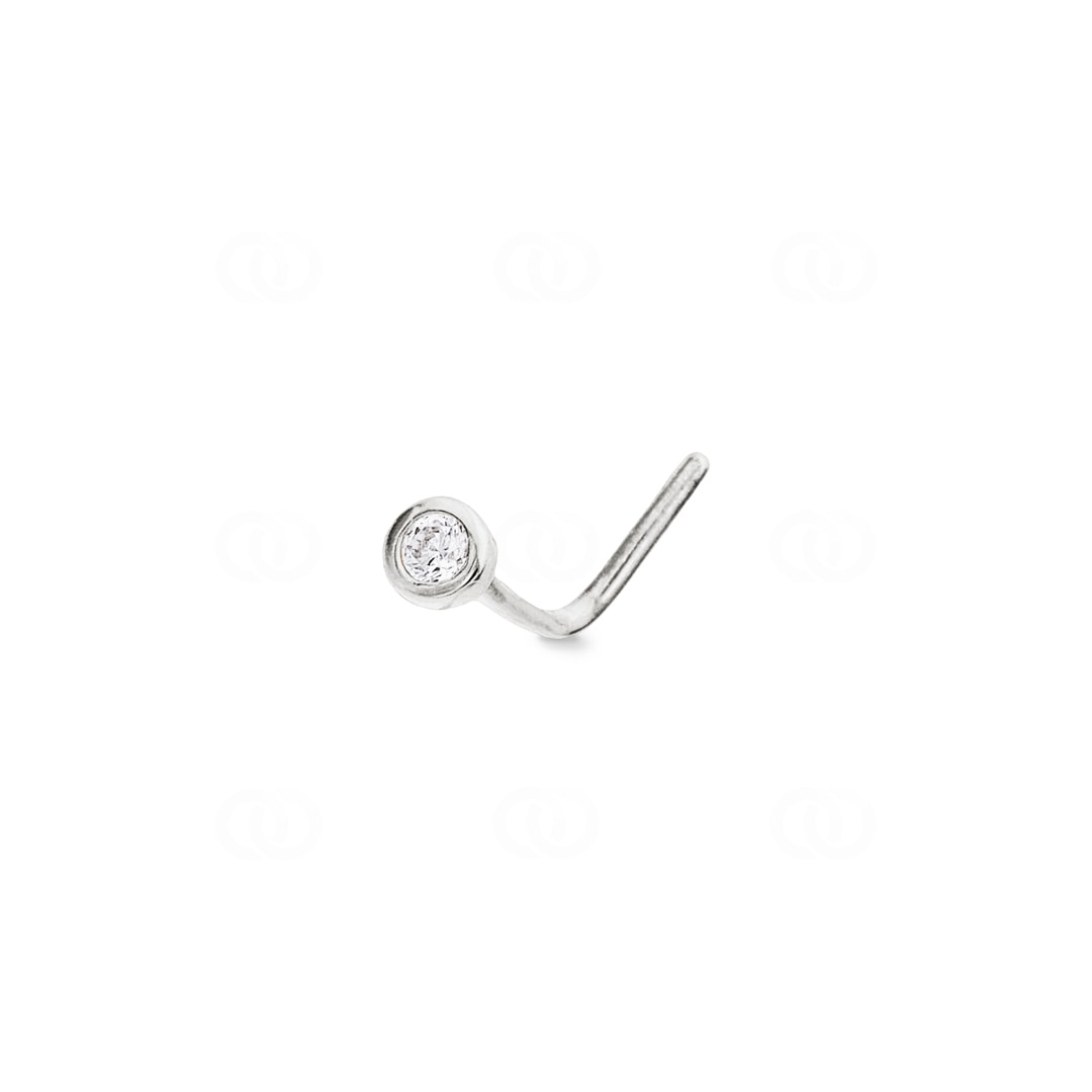 Nasenpiercing Winkel 750/18 K Weissgold mit Zirkonia