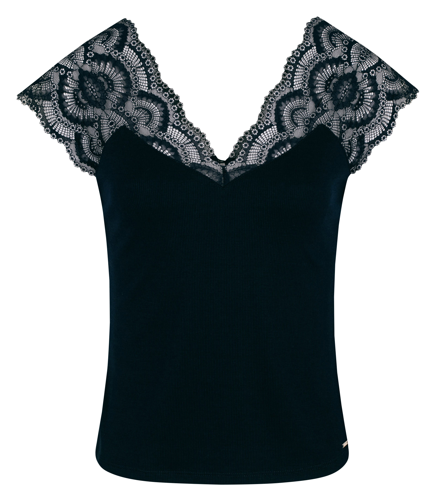 DELO - Top manches courtes à dentelle | Bleu