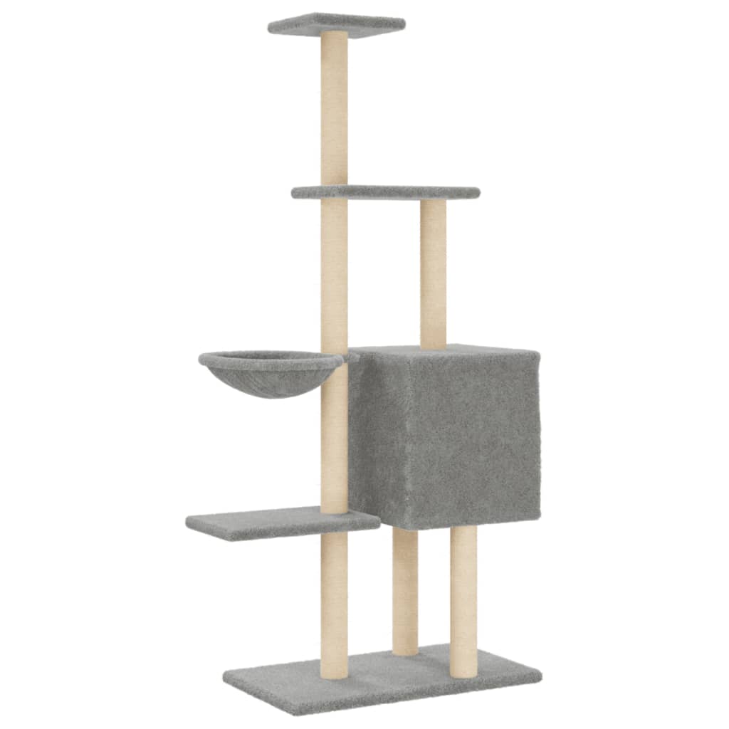 Arbre à chat avec griffoirs en sisal gris clair 145 cm