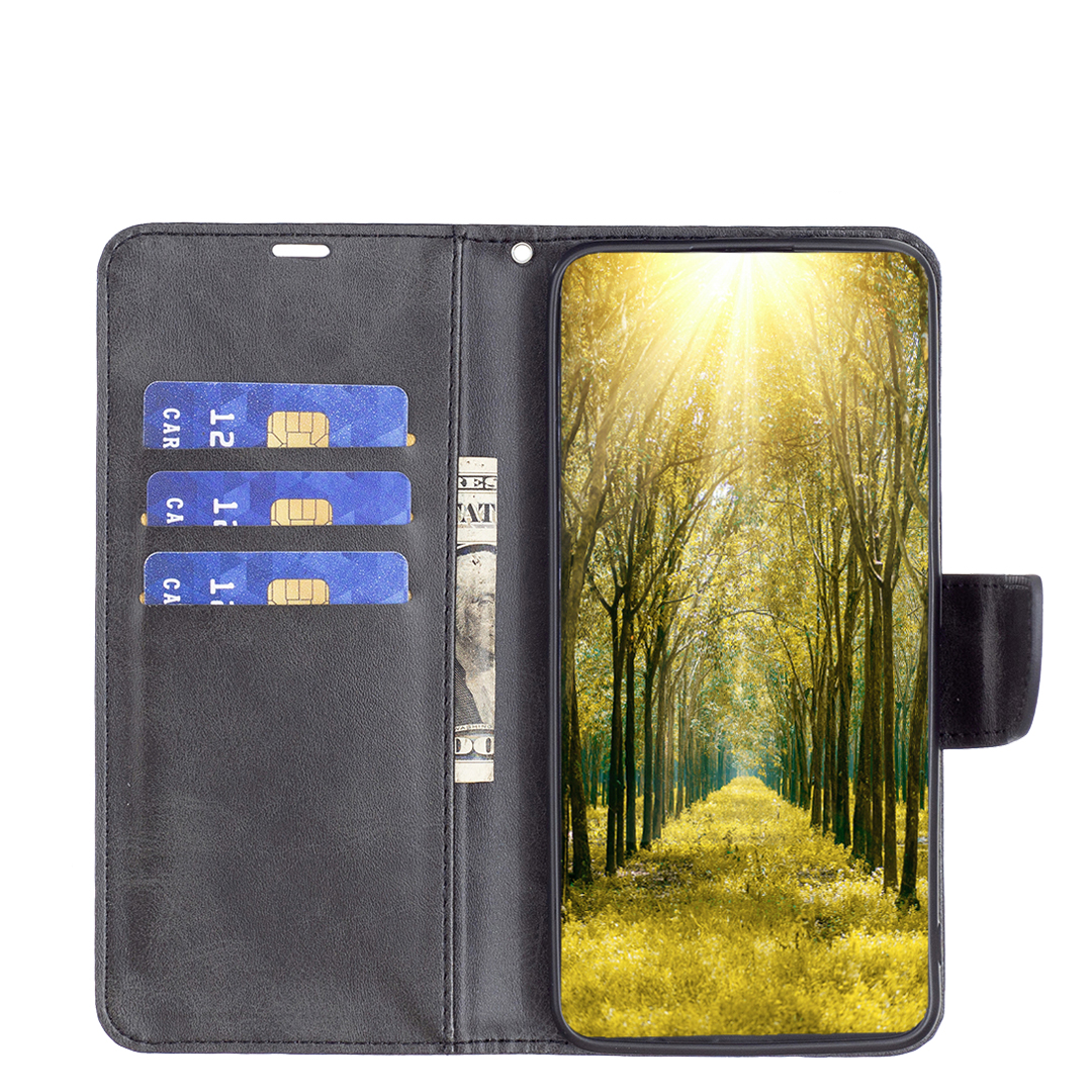 Samsung Galaxy S24 FE Leder Tasche Flip Cover mit Kartenfächer Vintage Look   Trageschlaufe - Schwarz