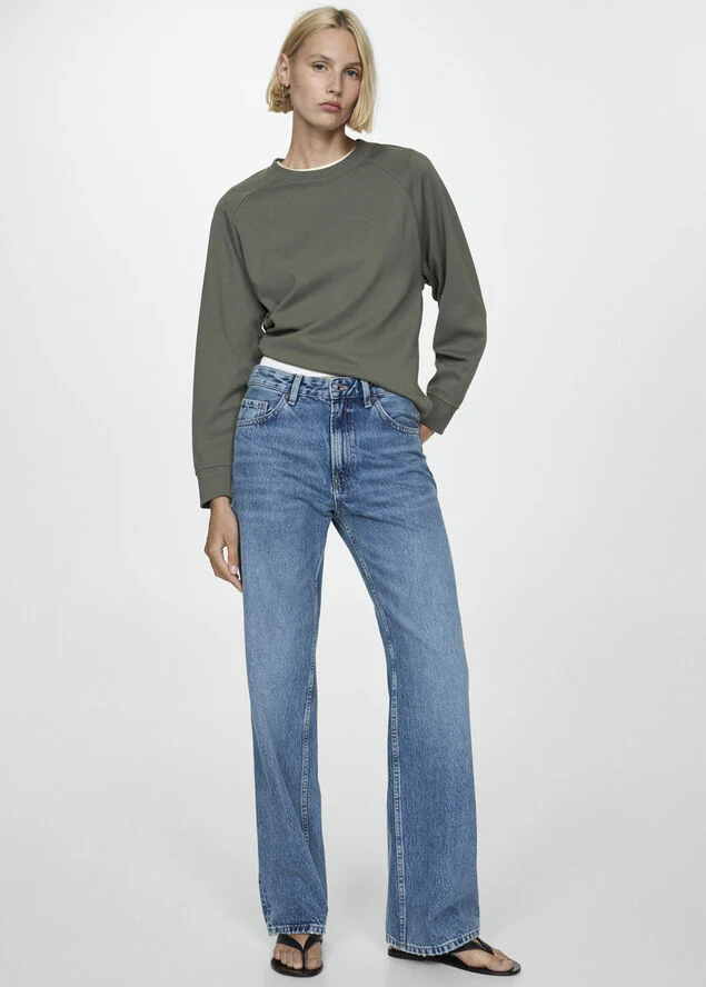 MANGO Decorative stitching sweatshirt Beige - khaki