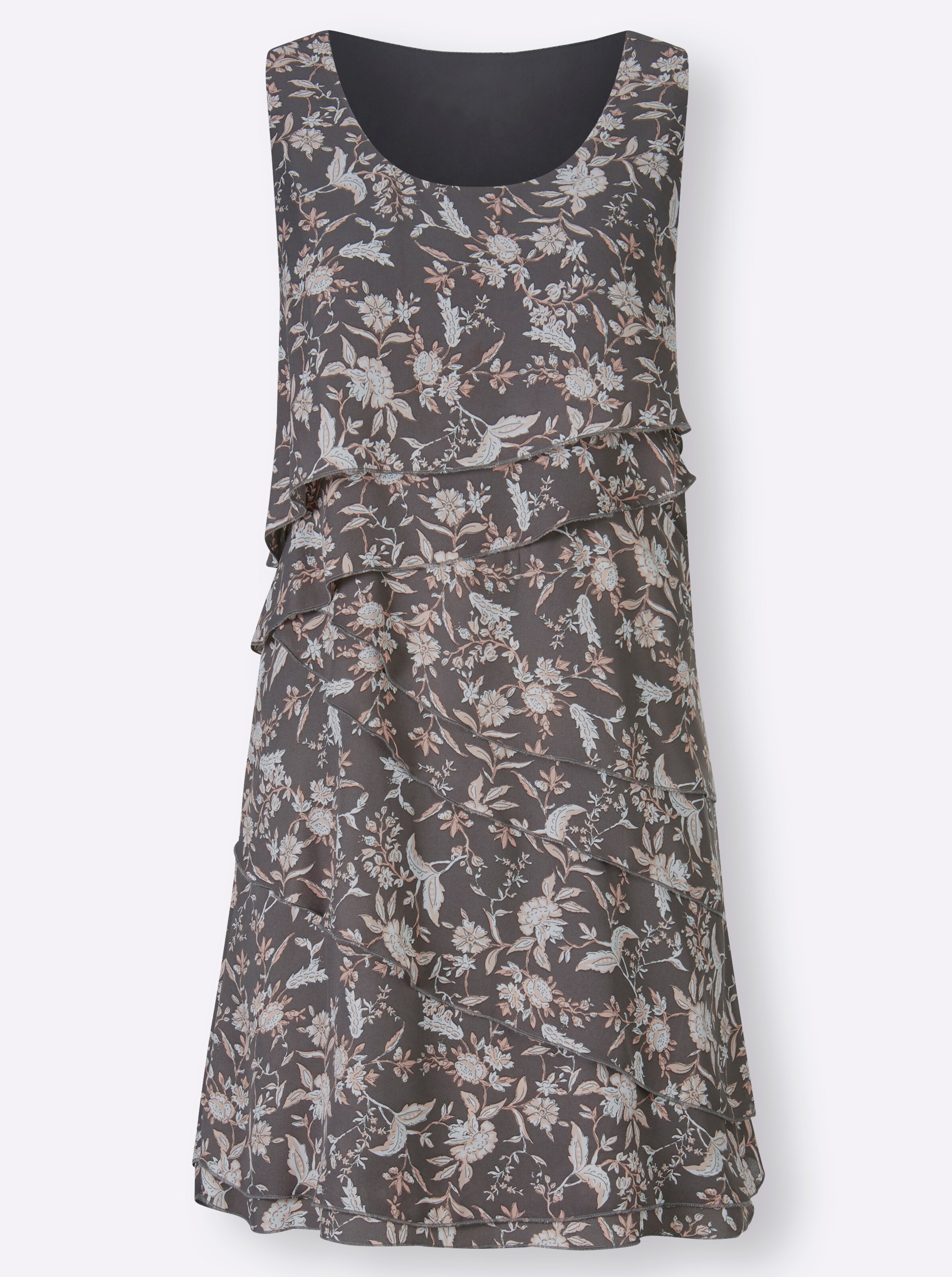 Druckkleid in grau-bedruckt