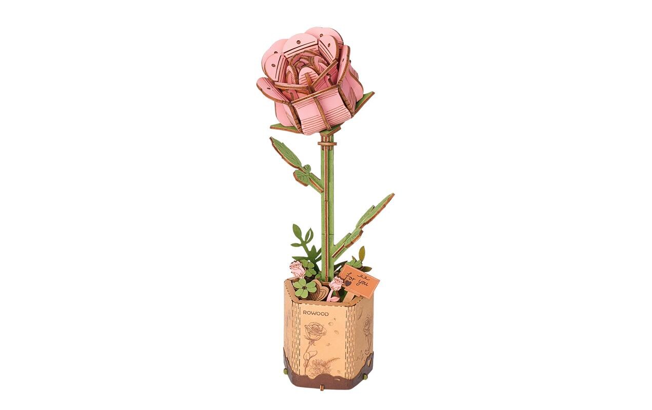 Bausatz Pink Rose 104-teilig3D-Puzzle aus lasergeschnittenen Holzteilen