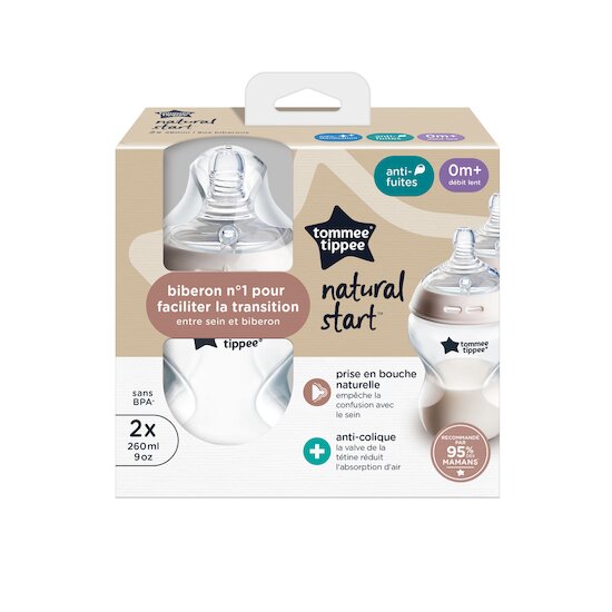 Biberon anti-colique Natural Start Lot de 2   Transparent        260 ml   de               Tommee Tippee