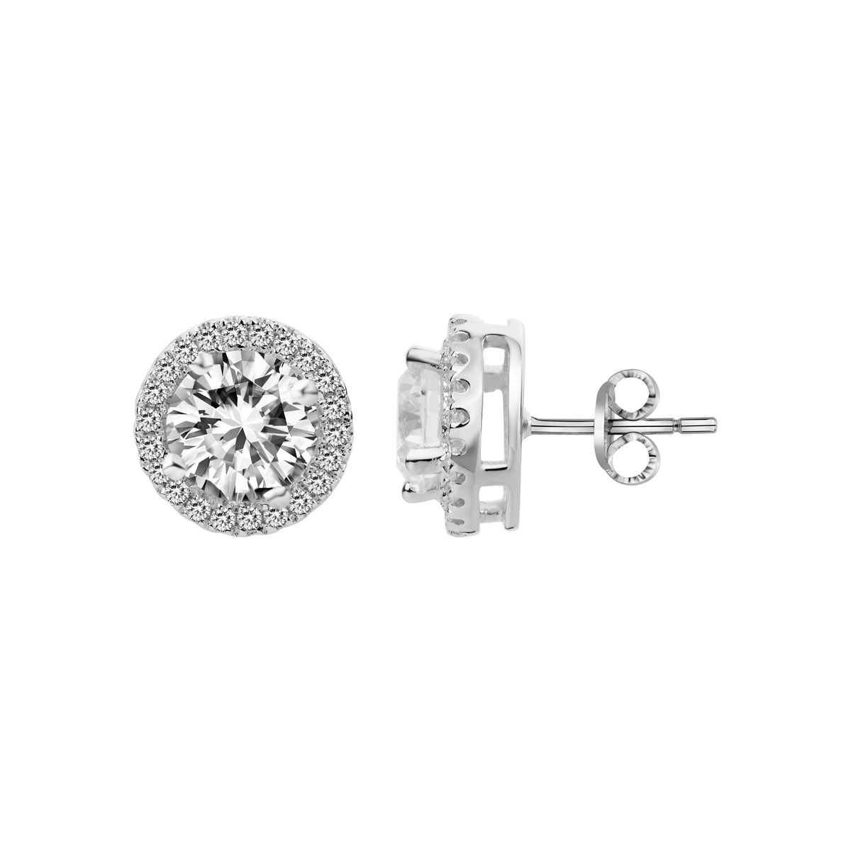Boucles d'oreilles puces en Argent avec oxyde de zirconium blanc