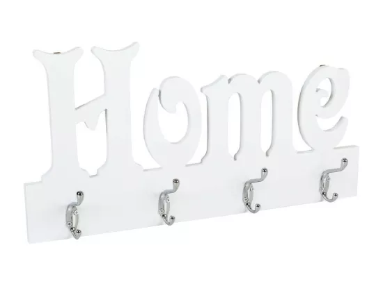 Porte-manteau en bois et métal blanc 50x25h