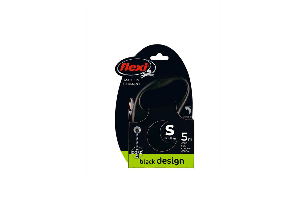 Flexi Black Design - Koord - Rollijn - Hondenriem - zwart - 500 cm