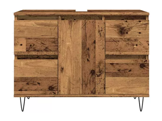 Armoire de salle de bain vieux bois 80x33x60 cm bois ingénierie