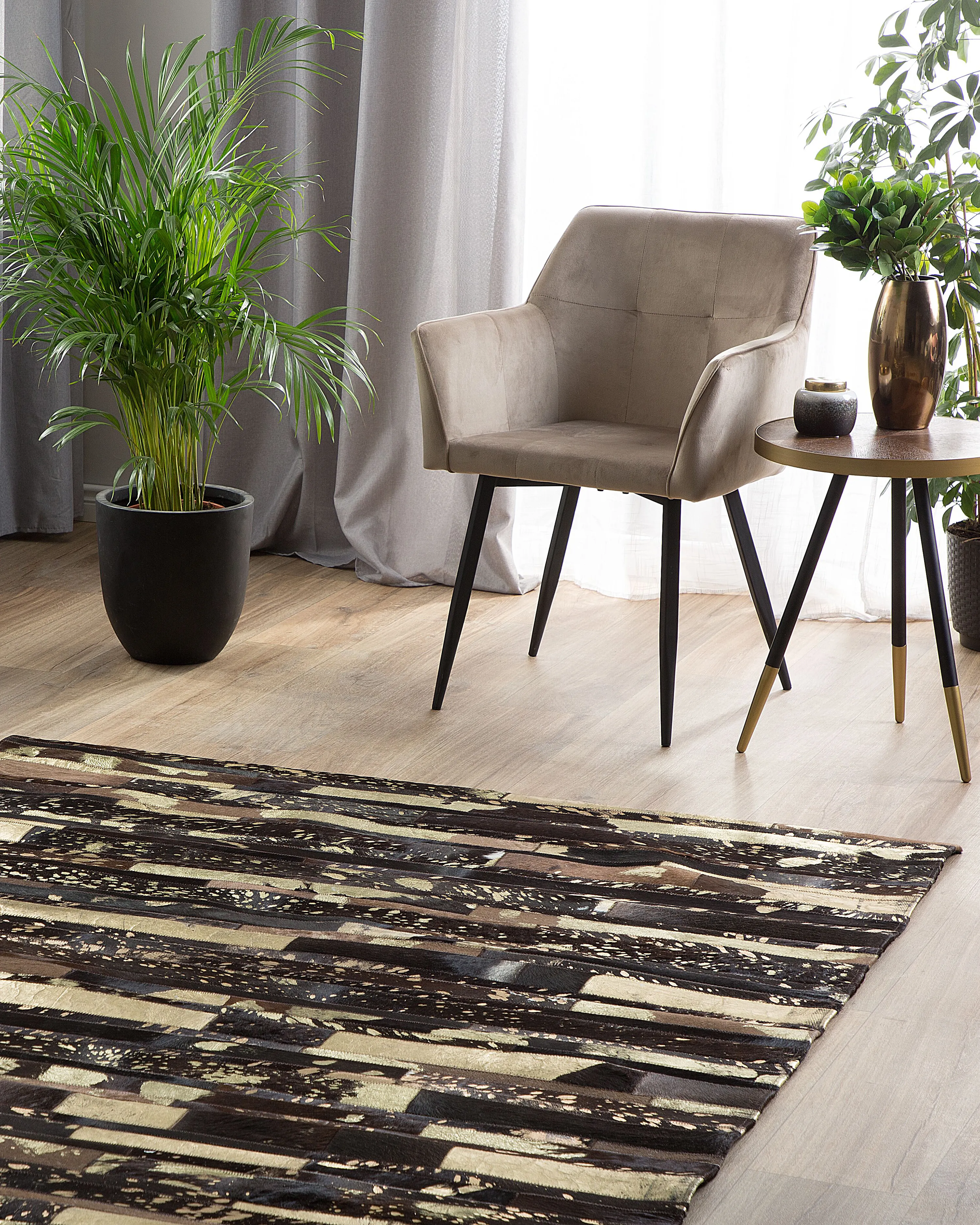 Vloerkleed ARTVIN Bruin 160 x 230 cm Leer
