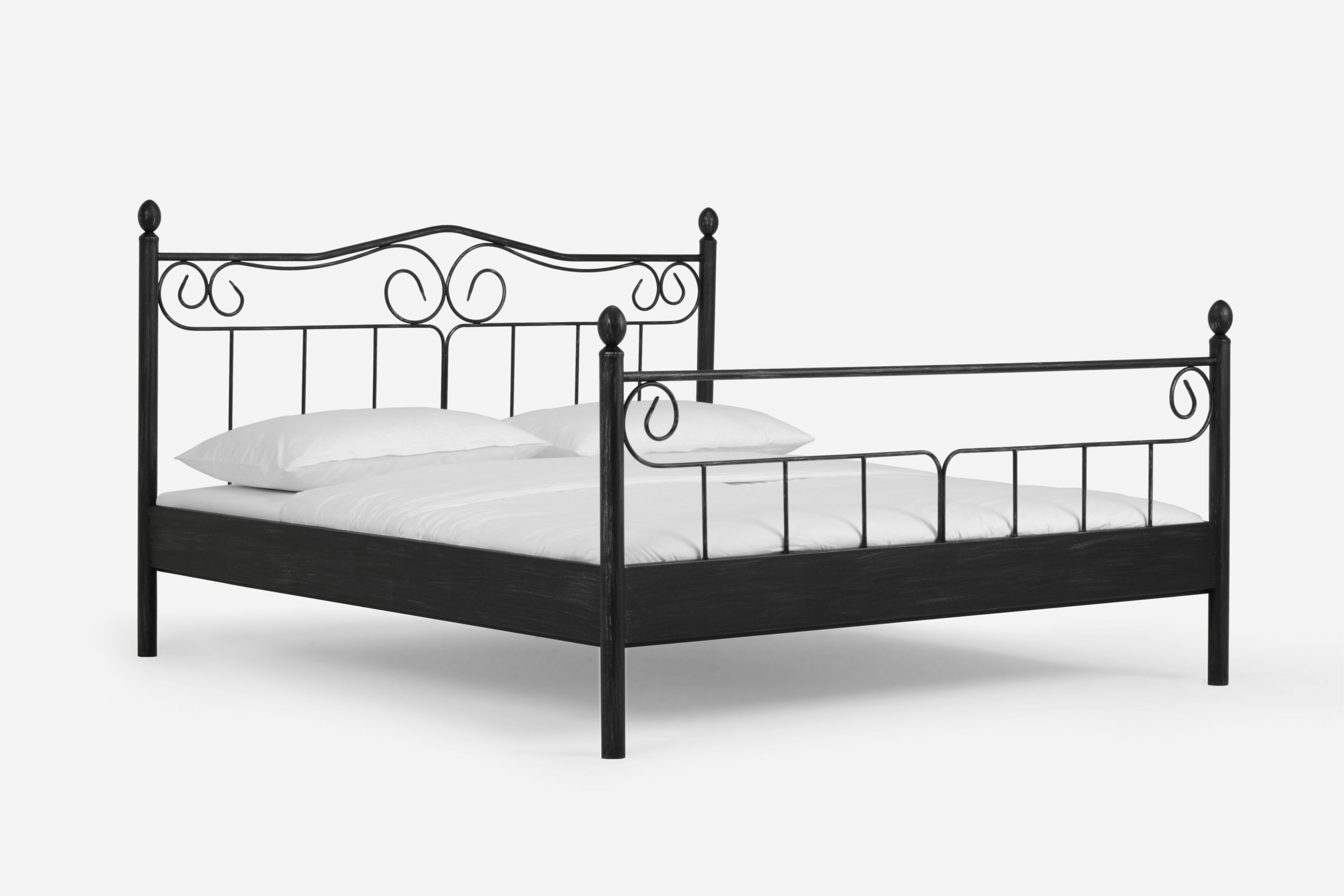 Metallbett SATURN 140 x 220 cm Metall Schwarz silber gewischt
