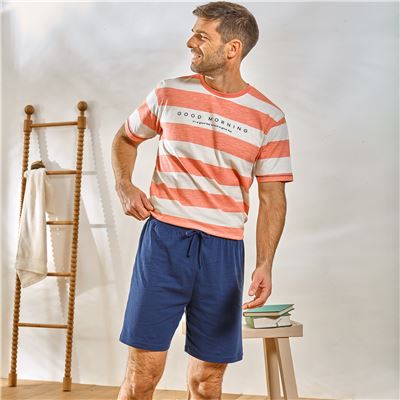 Pyjama short homme rayé