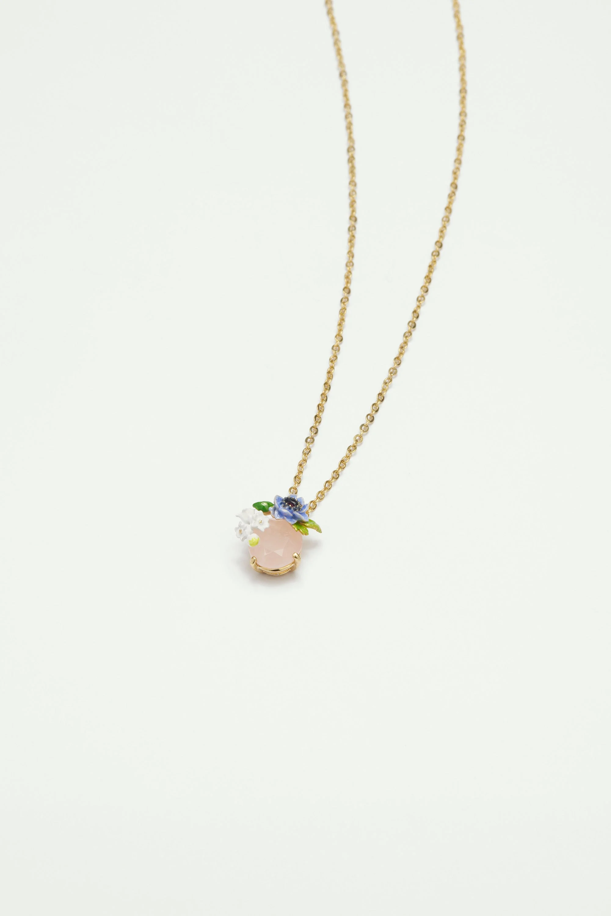Collier pendentif quartzcomposition florale | Multicolore