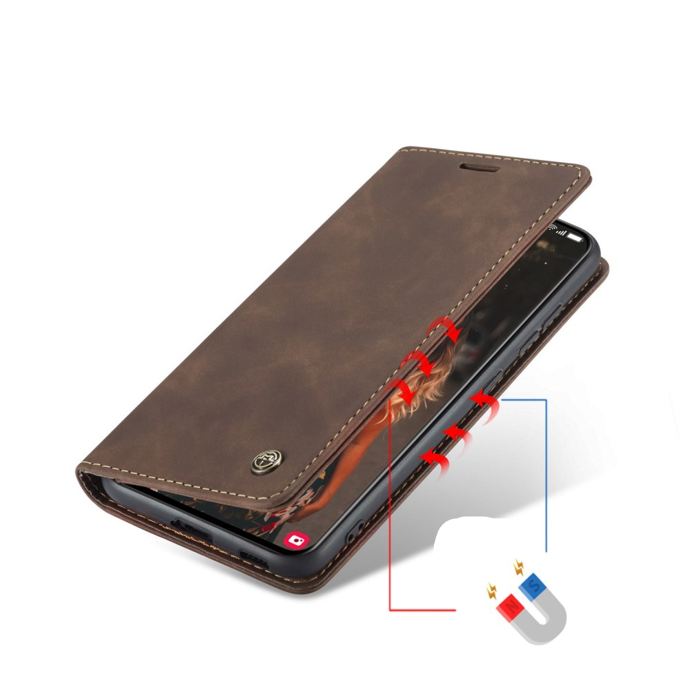 Samsung Galaxy S21 FE 5G Leder Tasche Flip Wallet Etui mit Kartenfächern - Dunkelbraun