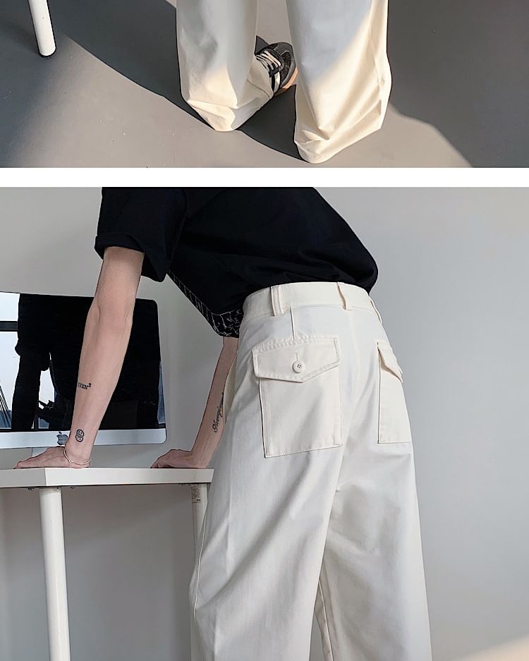 Omozando - Hoge taille effen rechte broek