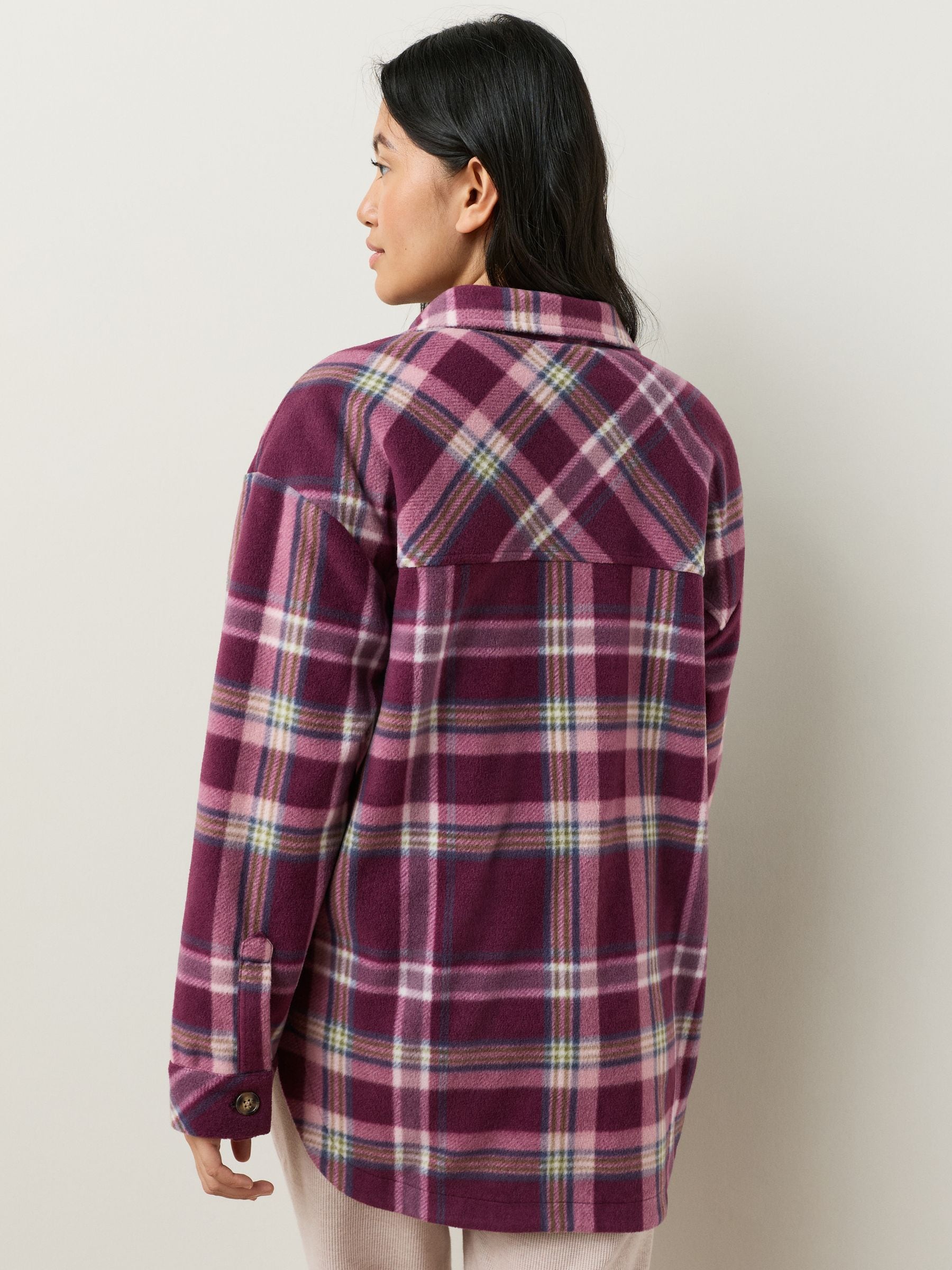 Bordeauxrode ruit - Polar Fleece Shacket
