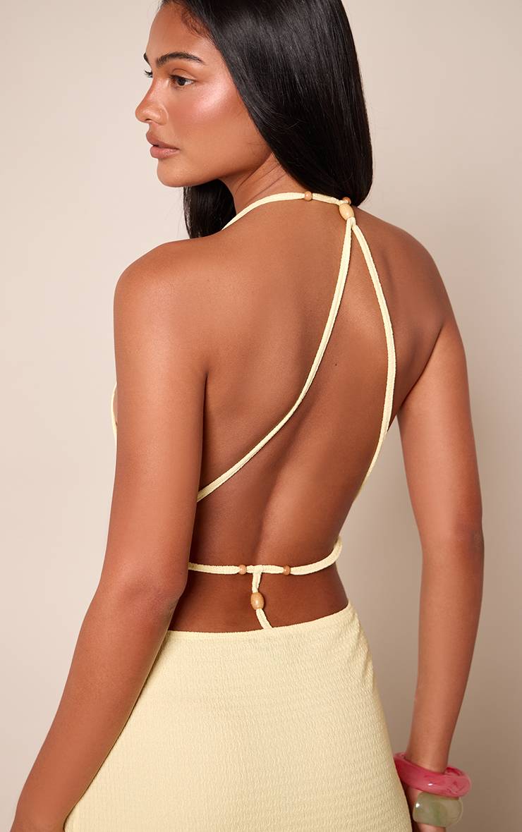 Citron Robe Longue À Dos Texturé Avec Perles