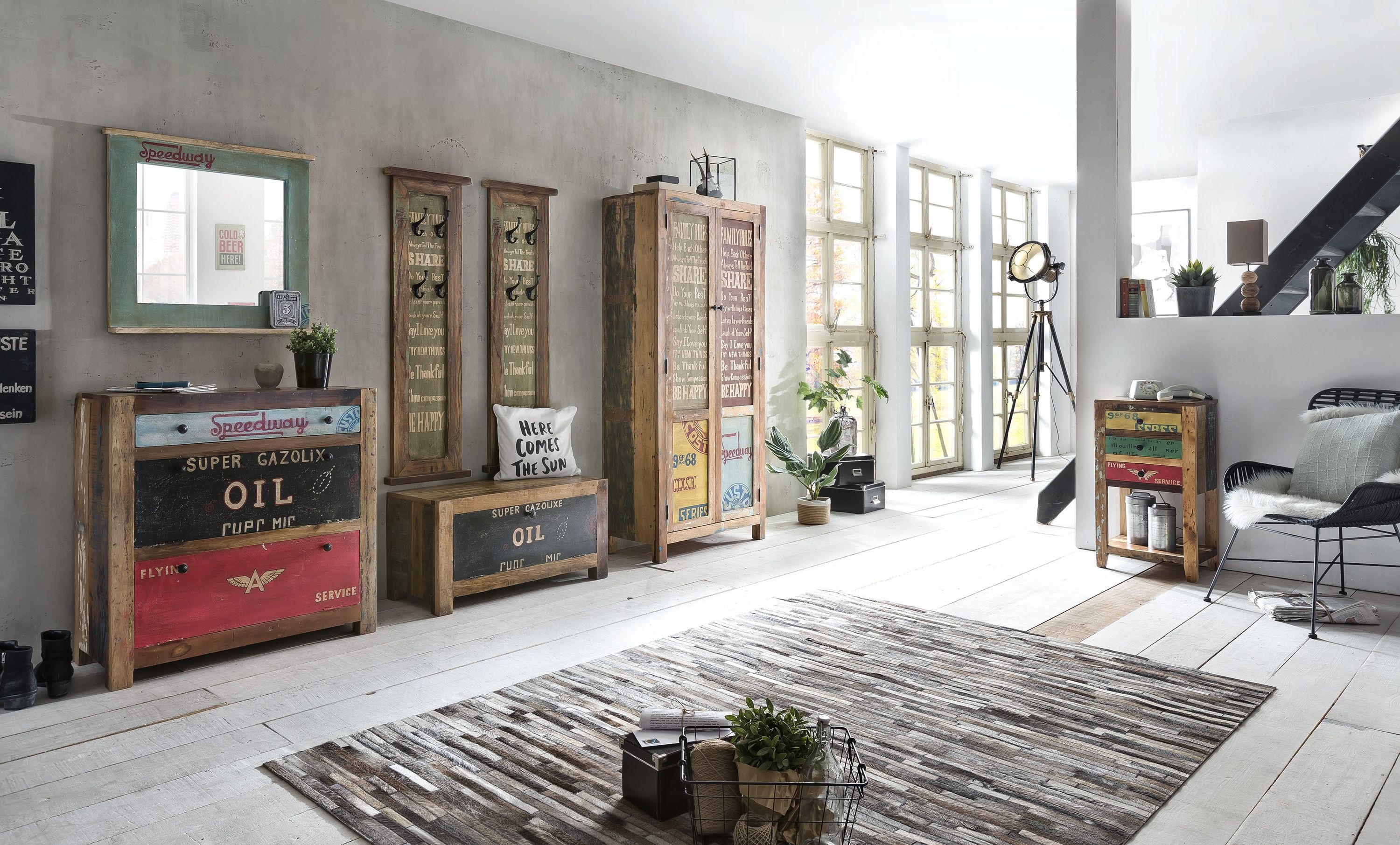 Garderobenpaneel Speedway Altholz Haken Wandgarderobe Flur Garderobe Wandpaneel