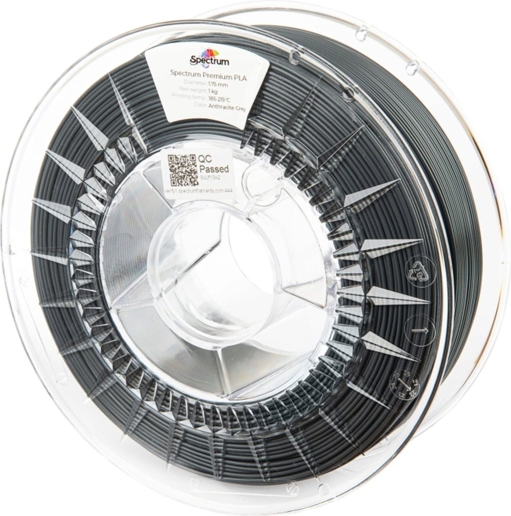 Spectrum  PLA Premium Anthracite Grey, 1,75 mm / 1000 g    Verzugsfreies PLA in guter Qualität