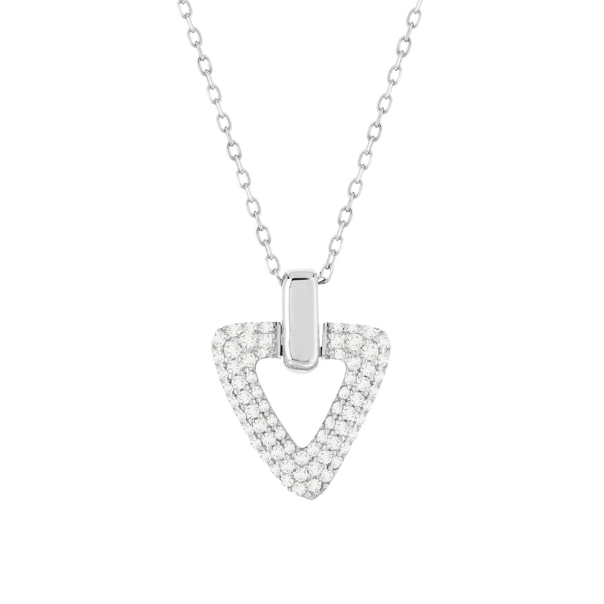 Collier argent 925 zirconias 45 cm, motif triangle
